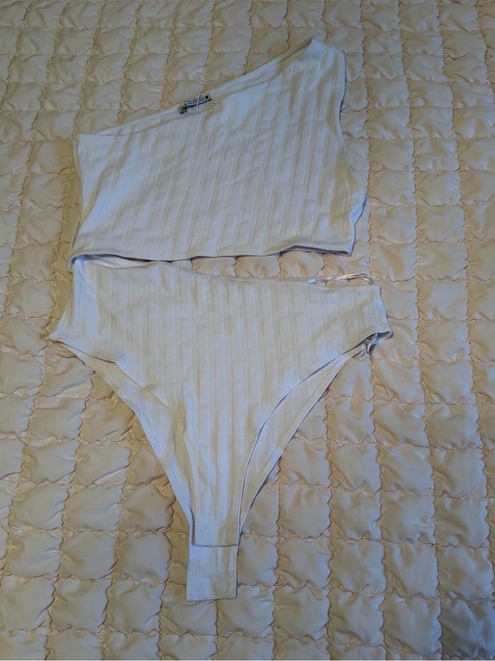 Zara Ribbed One-Shoulder Bodysuit